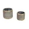 Contemporary Metallic Cement Flower Pot Set Of 2 - Stylish Home Decor