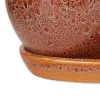 Set Of 3 Brown Round Ceramic Small Planters - Ideal For Indoor Plants