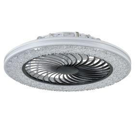 23 Inch Led Enclosed Ceiling Fans With Lights, RGB Bladeless Modern Ceiling Fan Low Profile For Living Room  23 Inch