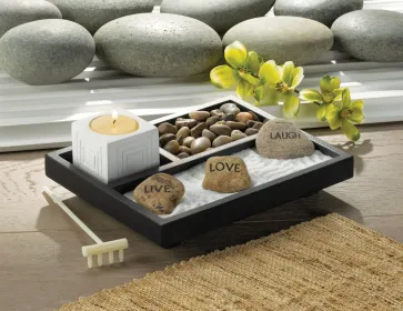 Tranquil Zen Garden Set: Live, Love, Laugh For Mindful Relaxation