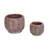 Set Of 2 Decorative Cement Flower Pots With Leaf Design - Perfect For Indoor And Outdoor Gardening