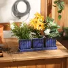 Set Of 3 Blue Square Ceramic Small Planters - Ideal For Indoor And Outdoor Plants
