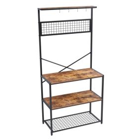 hModern Metal Wood 4-Shelf Kitchen Baker's Rack Microwave Stand