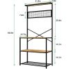 hModern Metal Wood 4-Shelf Kitchen Baker's Rack Microwave Stand