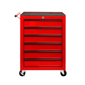 Rolling Metal Tool Chest with 6 Drawers, 20" 6-Drawer Tool Chest Cabinet with Ball Bearing Drawer Slides, Steel Tool Storage Box Organizer -RED