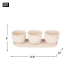 Set Of 3 Small Cream Round Ceramic Planters For Indoor Plants