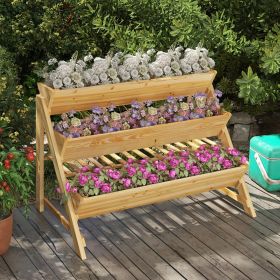 3 Tier Wooden Vertical Raised Garden Bed with Storage Shelf