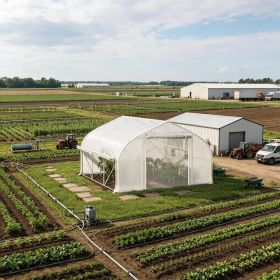 11.5' X 10' X 6.5' Walk-in Tunnel Greenhouse White with Zippered Mesh Door 7 Mesh Windows Roll-up Sidewalls Galvanized Steel Hoops