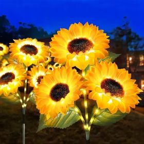 Solar Sunflower Garden Lights 6 Pack, IP44 Waterproof LED Outdoor Flower Stake Lights for Patio Lawn Yard Pathway