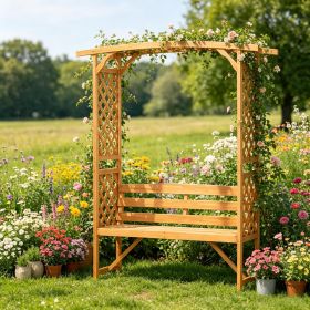 Brown Wooden Patio Garden Bench Outdoor Climbing Vine Garden Bench for Gardenyards