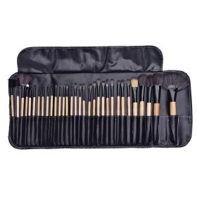 Foldable Makeup Brush Holder Bag, Black Leather Multiple Slots Cosmetic Brush Roll Up Pouch, Professional Makeup Artist Travel Storage Case