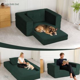 Compression Human Dog Sofa Bed for Adult & Pets,Modern Floor Couch With Pillow for Living Room Bedroom,Corduroy Fabric,No Assembly Required