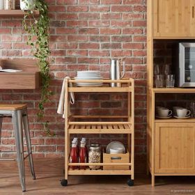 Kitchen Trolley with Wheels Natural 18.11 x 14.96 x 29.92 in