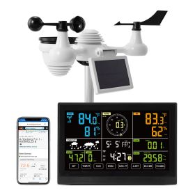 7-in-1 Wi-Fi Weather Station, 7.5 in Color Display, Home Weather Station Indoor Outdoor, with Solar Wireless Outdoor Sensor Alarm Alerts