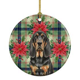 Black and Tan Bloodhound Christmas PoinsettIas Ceramic Ornament Christmas Tree Hanging Decorations for Home Christmas Holiday, Party, Gift, 3 in