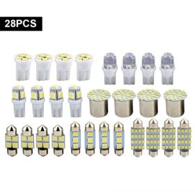28pcs Car Interior White Combo LED Map Dome Door Trunk License Plate Light Bulbs