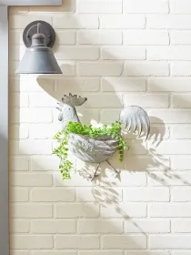 Rustic Rooster Galvanized Wall Planter - Perfect For Indoor Or Outdoor Gardens