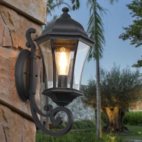 1-Pack Vintage Wall-Mounted Outdoor Lantern Light â€“ Elegant Black Metal Sconce for Porch, Patio, and Garden Lighting (Bulb Not Included)