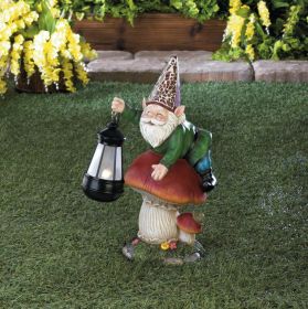 Solar Gnome On Mushroom Statue - Best Outdoor Garden Decor For Home